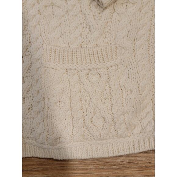 Aran Crafts Merino Wool Cardigan Sweater Women Sz 1X Cottagecore Cream - Picture 5 of 12